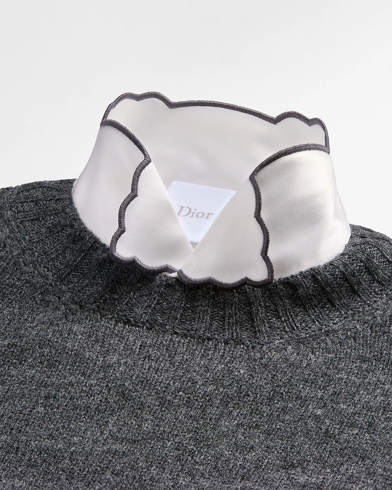 Sweater with Removable Satin Collar