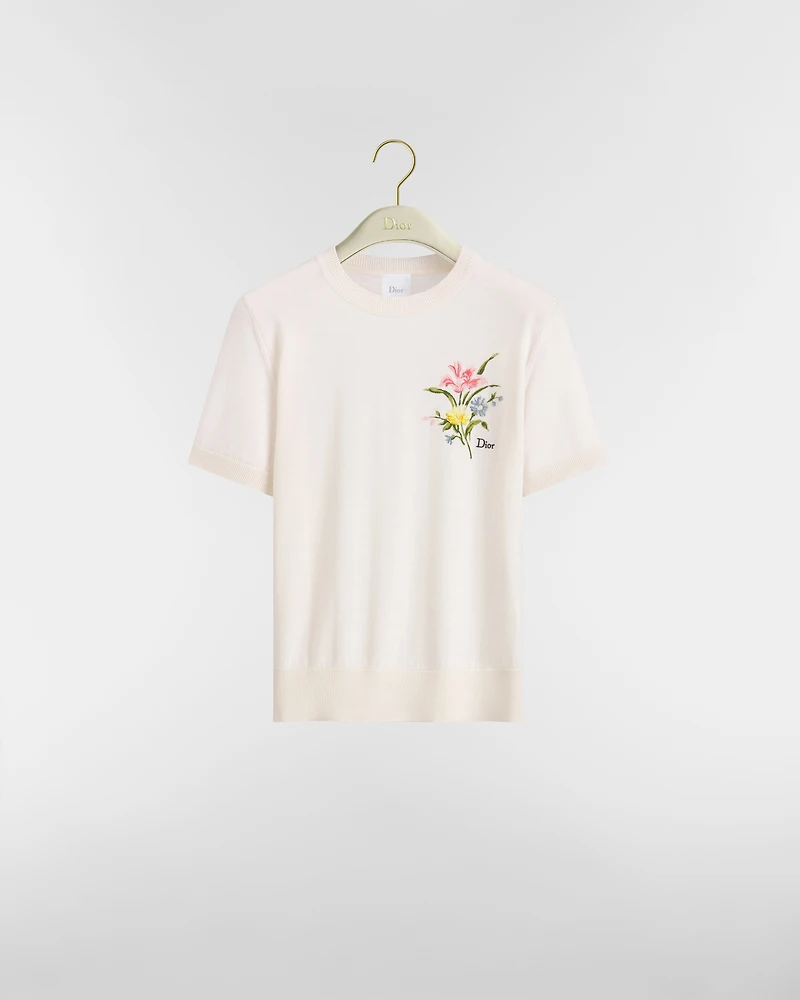 Short-Sleeved Embroidered Sweater