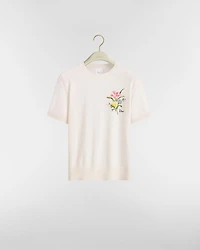 Short-Sleeved Embroidered Sweater