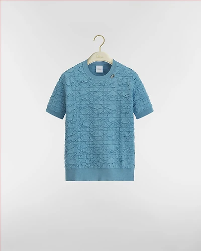 Macrocannage Short-Sleeved Sweater