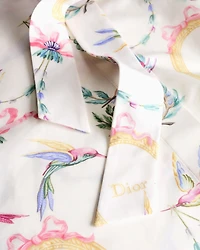 Dior Qixi Short-Sleeved Tie-Collar Blouse