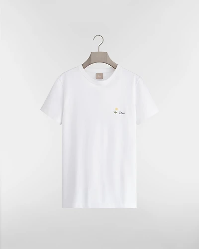 T-Shirt with Daisy Embroidery, Regular Fit