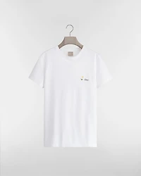 T-Shirt with Daisy Embroidery, Regular Fit