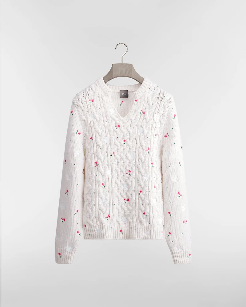 Sweater with Floral Embroidery