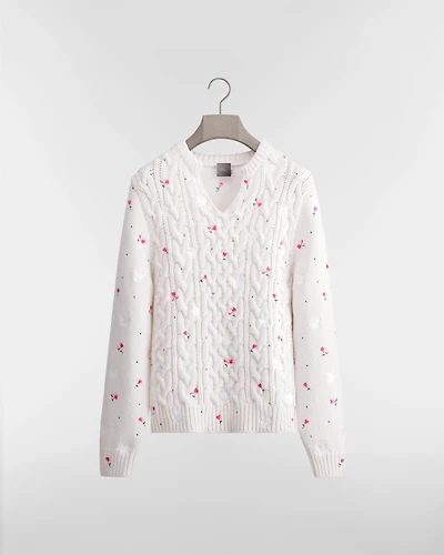 Sweater with Floral Embroidery