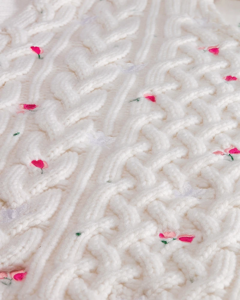 Sweater with Floral Embroidery