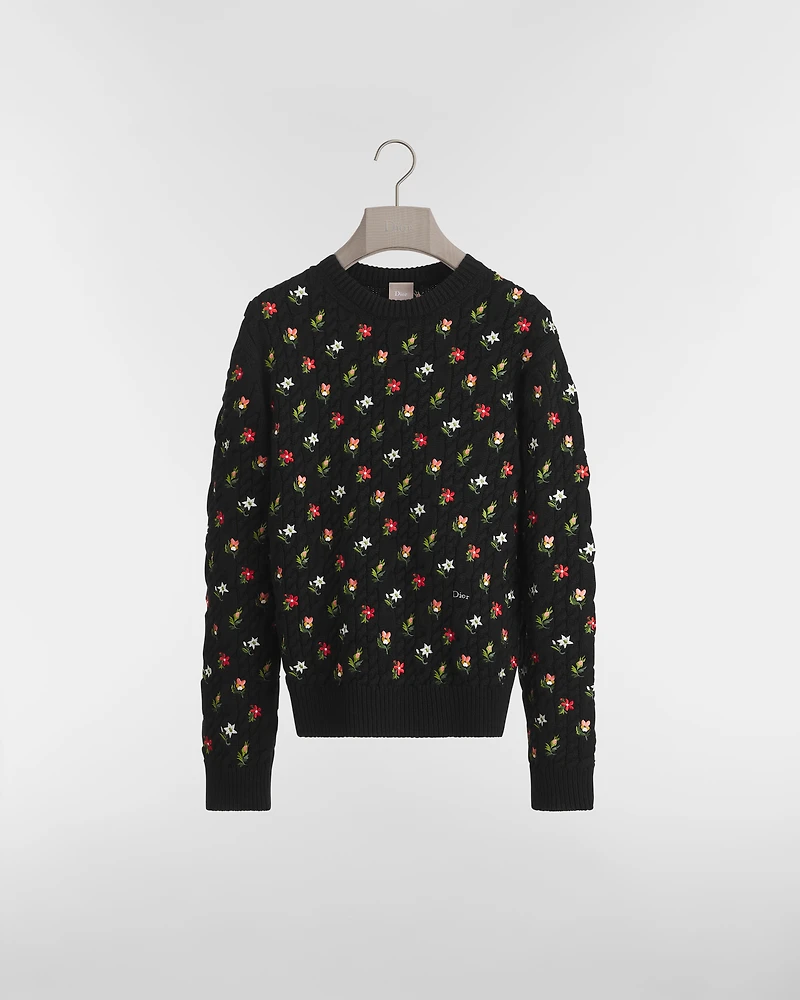 Sweater with Floral Embroidery