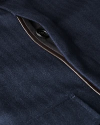 Blouson Jacket with Leather Collar