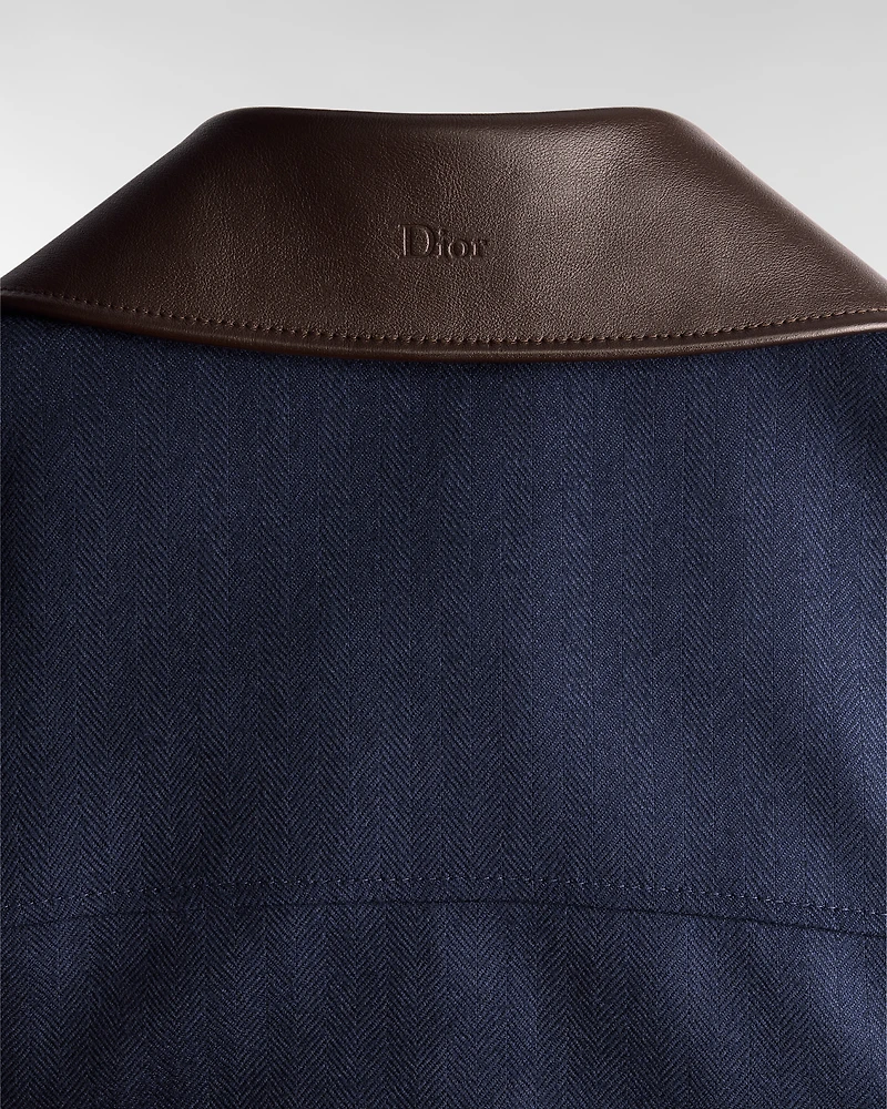 Blouson Jacket with Leather Collar