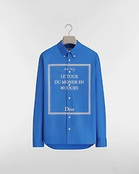 Shirt with Buttoned Collar and Book Cover Embroidery