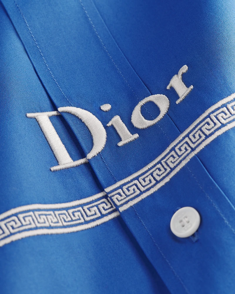 Shirt with Buttoned Collar and Book Cover Embroidery
