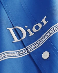 Shirt with Buttoned Collar and Book Cover Embroidery