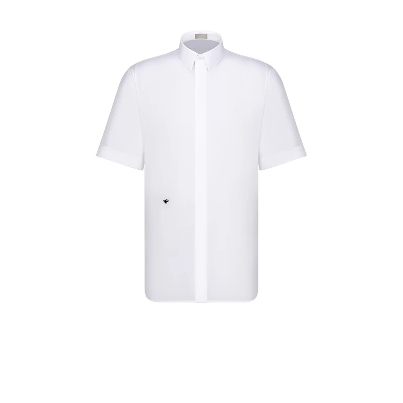 Short-Sleeved Shirt with Black Bee Embroidery