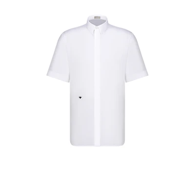 Short-Sleeved Shirt with Black Bee Embroidery
