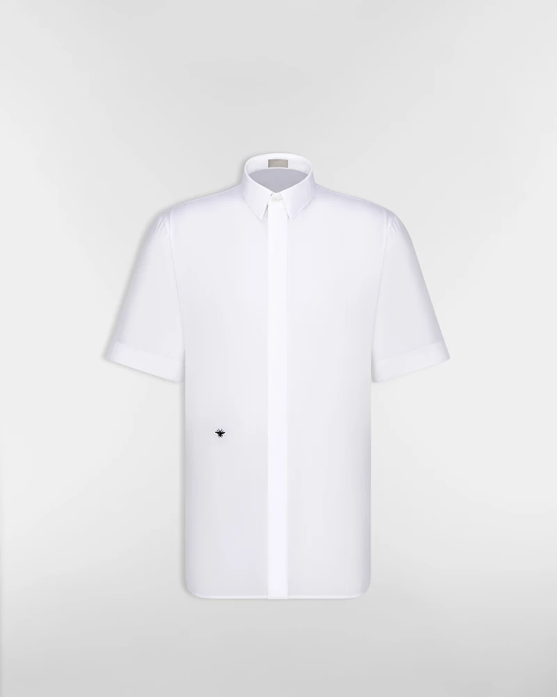Short-Sleeved Shirt with Black Bee Embroidery