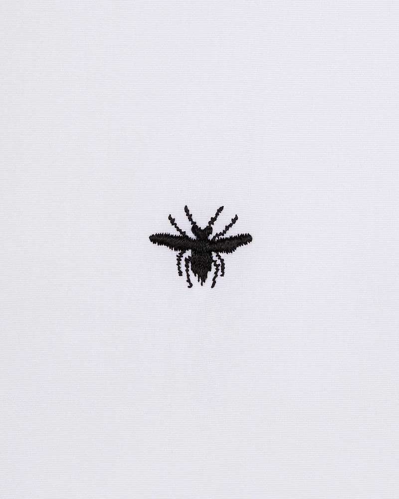Short-Sleeved Shirt with Black Bee Embroidery