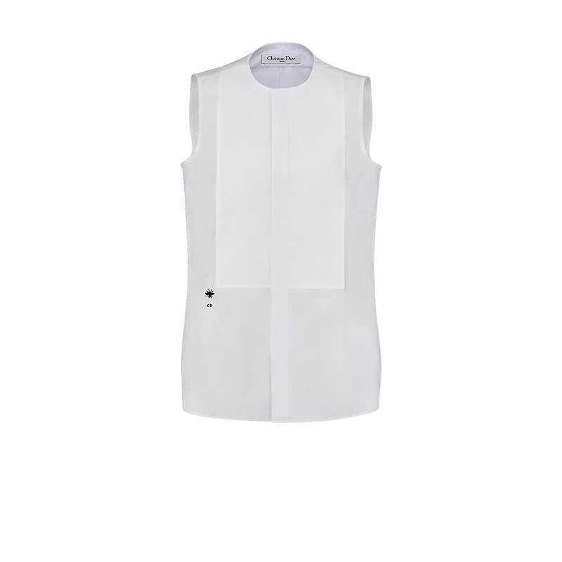 Sleeveless Blouse with Plastron