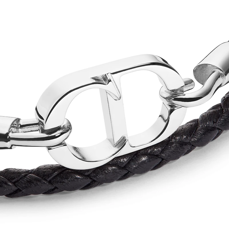 CD Icon Braided Leather Double Bracelet