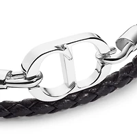 CD Icon Braided Leather Double Bracelet