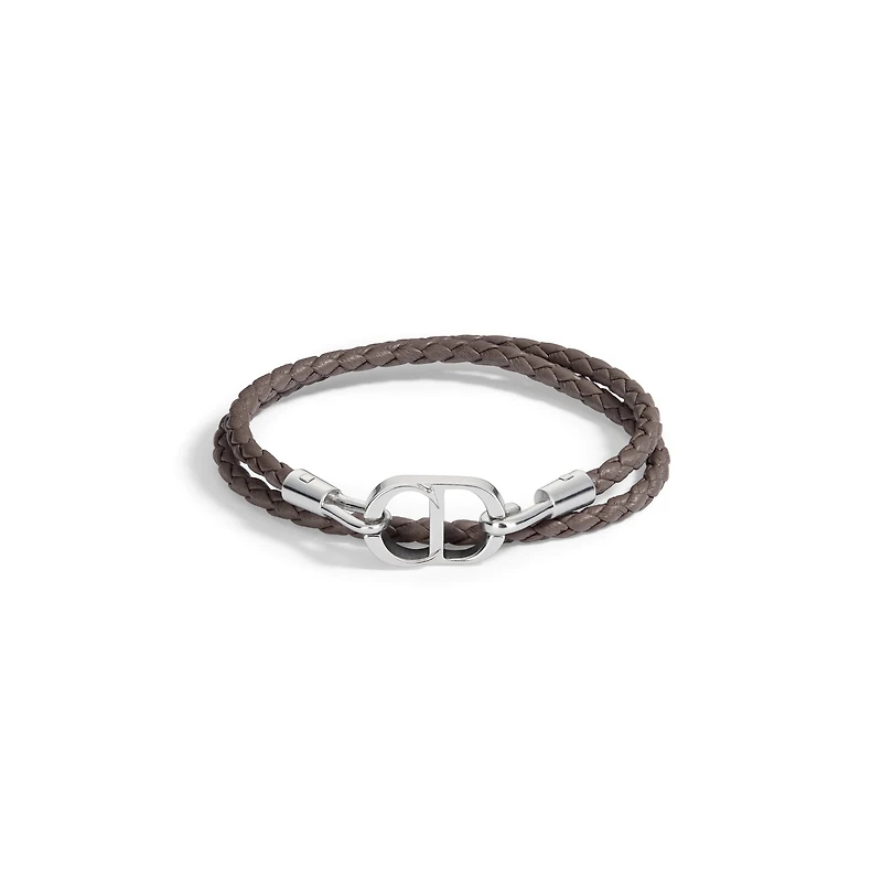 CD Icon Braided Leather Double Bracelet
