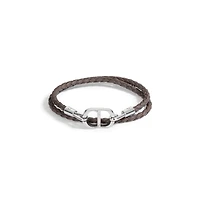 CD Icon Braided Leather Double Bracelet
