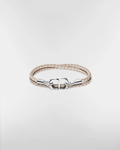 CD Icon Woven Leather Double Bracelet