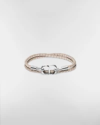 CD Icon Woven Leather Double Bracelet