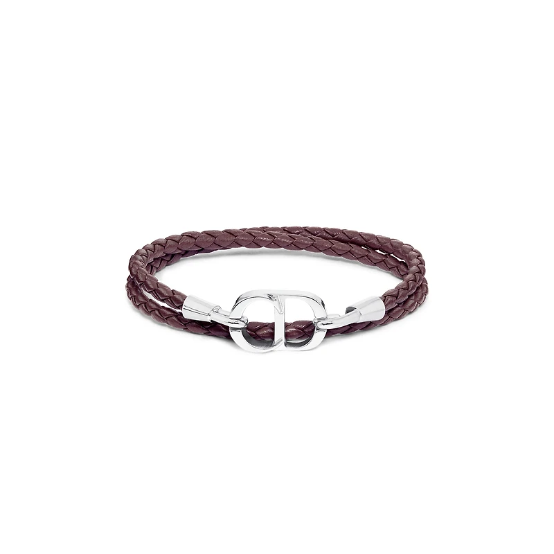 CD Icon Braided Leather Double Bracelet