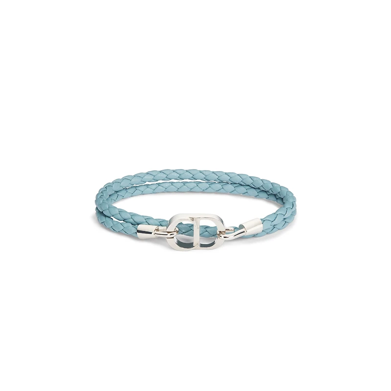 CD Icon Braided Leather Double Bracelet