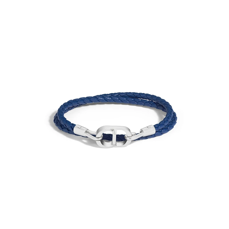 CD Icon Braided Leather Double Bracelet
