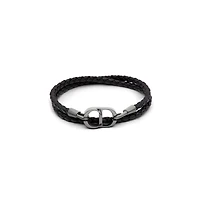 CD Icon Braided Leather Double Bracelet