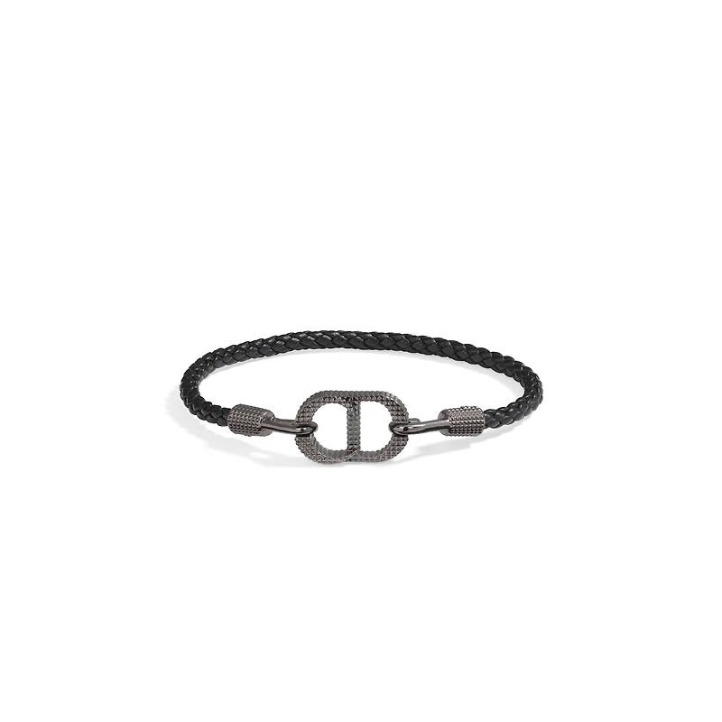 CD Icon Braided Leather Bracelet