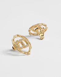 CD Circle Chain Stud Earrings