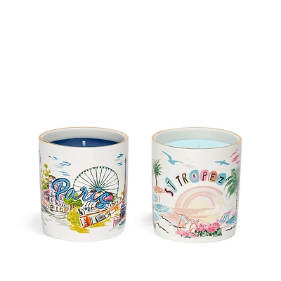 Set of Two Scented Candles: Orange du Sud and Rose de Paris