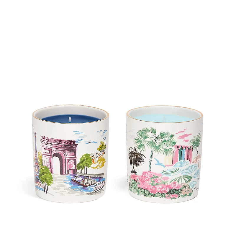 Set of Two Scented Candles: Orange du Sud and Rose de Paris