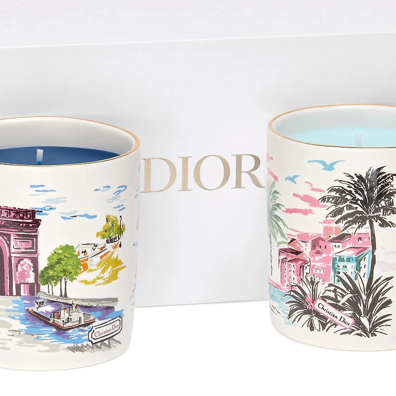 Set of Two Scented Candles: Orange du Sud and Rose de Paris