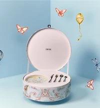 Set with Plate and Four Cutlery Items