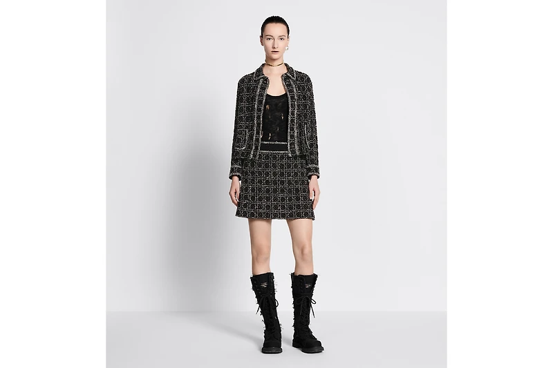 Macrocannage Flared Miniskirt