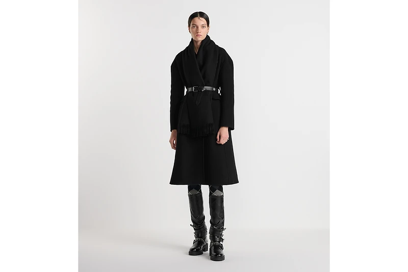 Belted Coat with Removable Scarf