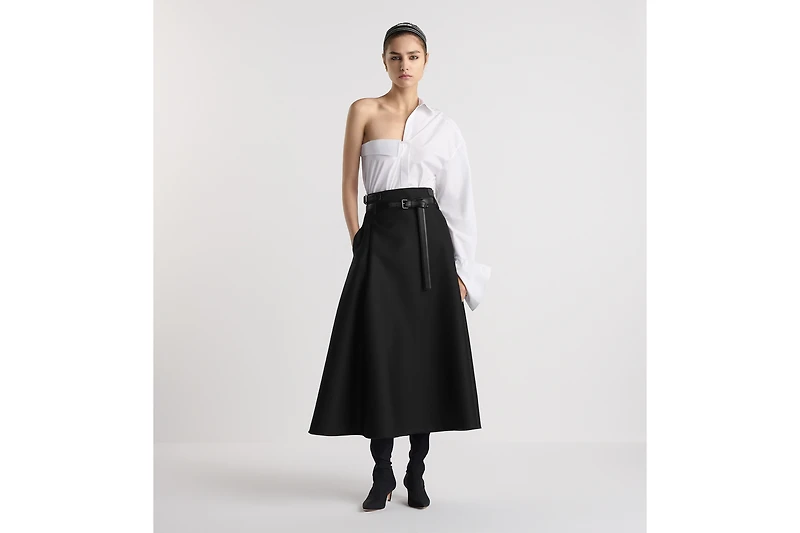 Mid-Length Belted Skirt