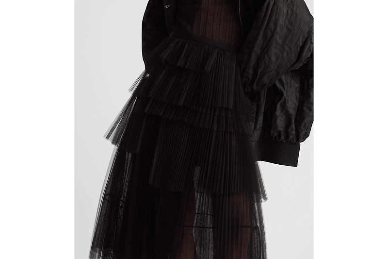 Mid-Length Asymmetric Pleated Skirt