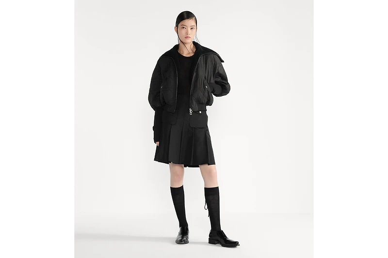 Macrocannage Jacket with Zipped Hood