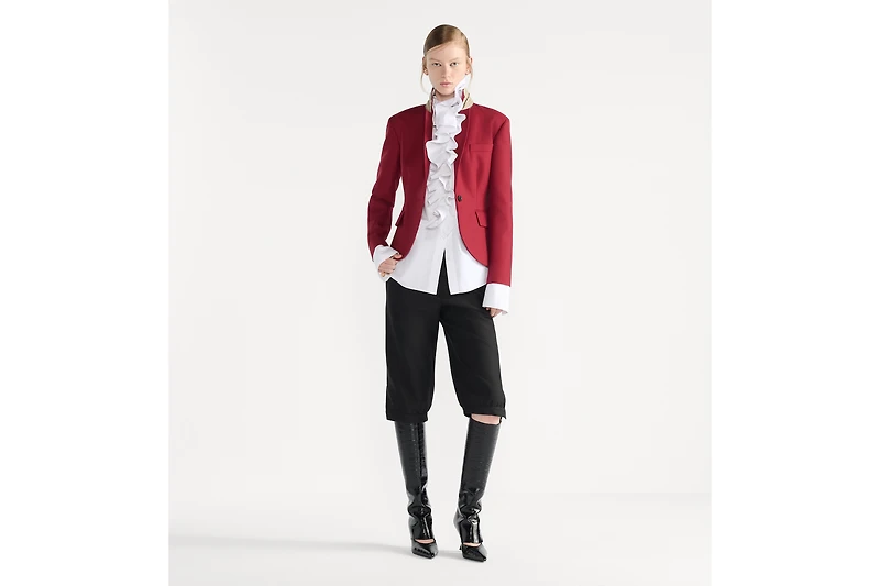 Blouse with Removable Ruched Collar