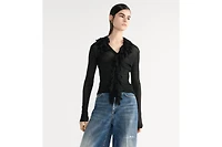 Cardigan with Removable Ruched Collar