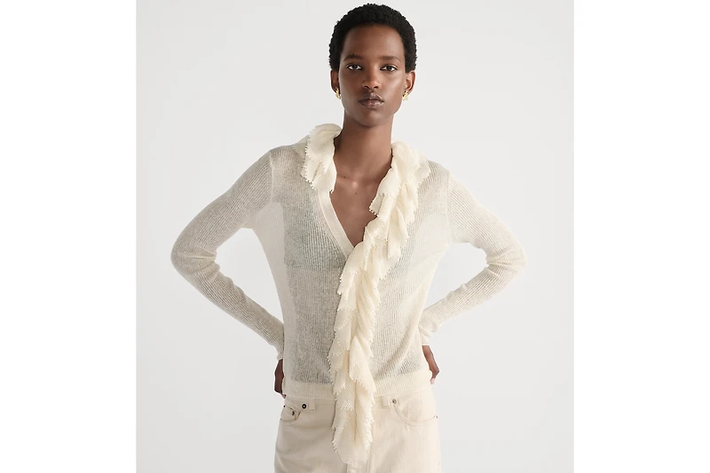 Cardigan with Removable Ruched Collar