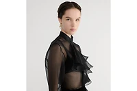 Blouse with Ruffled Neckline