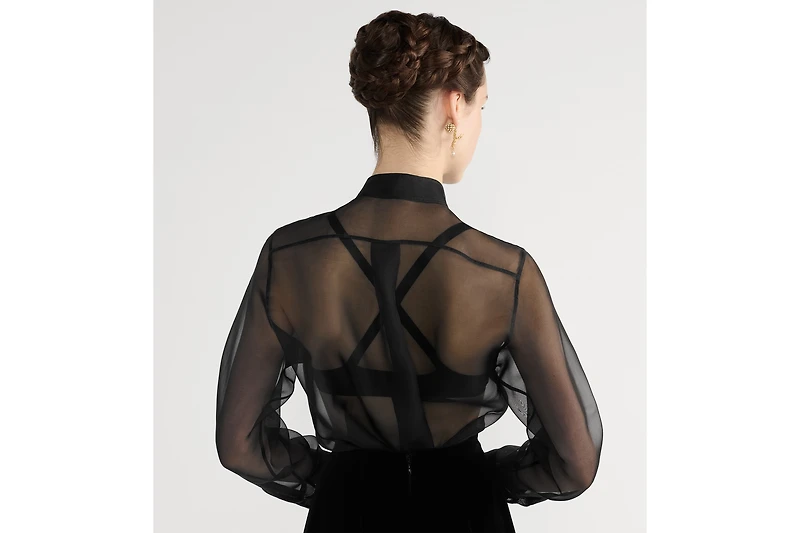 Blouse with Ruffled Neckline