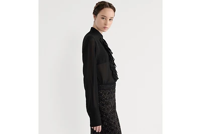 Blouse with Ruffled Neckline