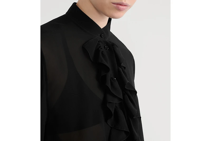 Blouse with Ruffled Neckline