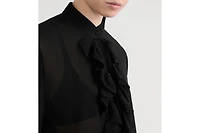 Blouse with Ruffled Neckline